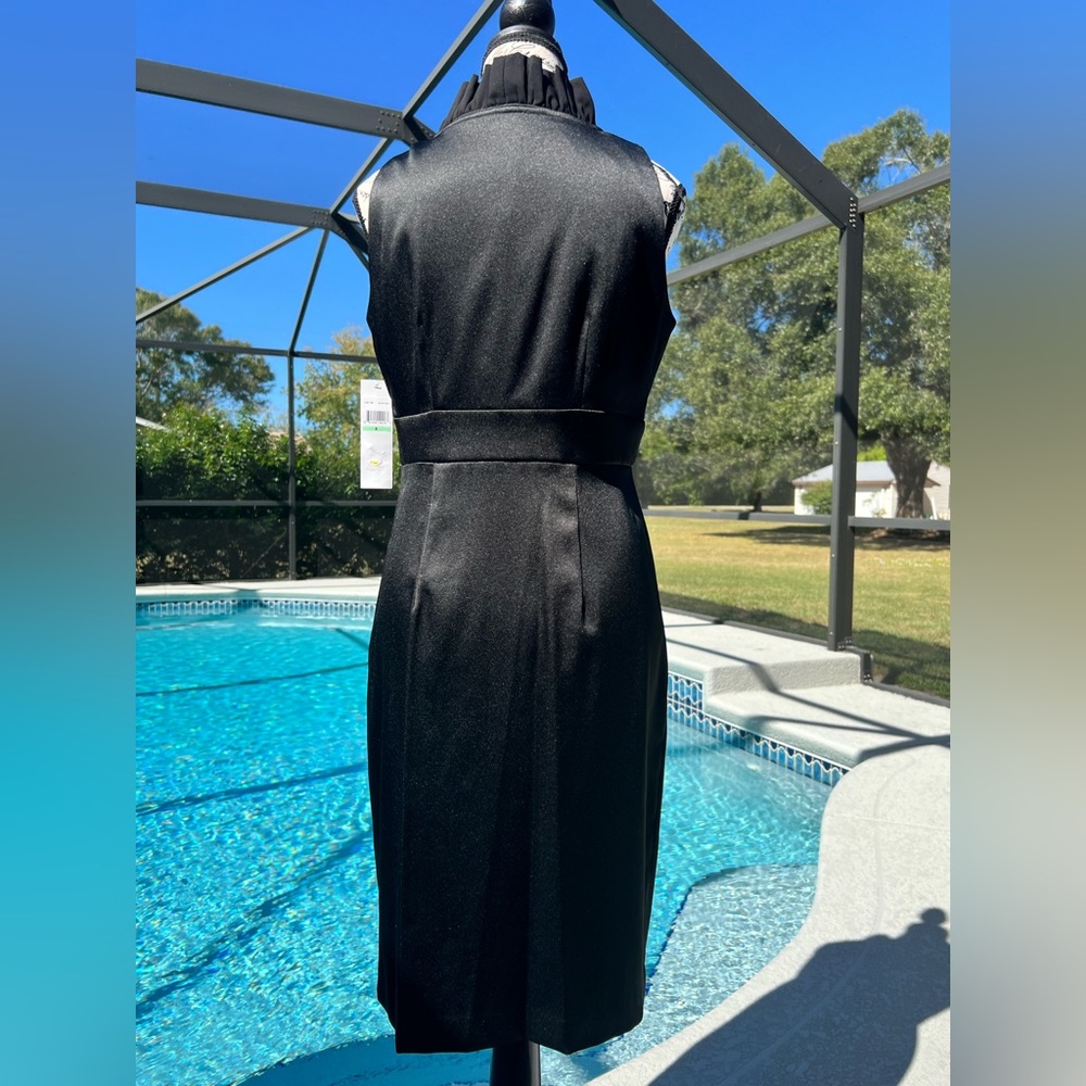 LONDON TIMES Little Black Dress with Stand Up Collar. Size 8 - Picture 2 of 6